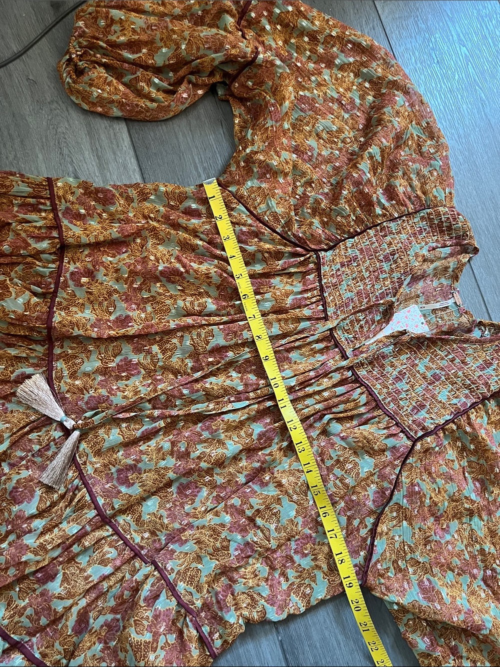 Free People NWT Free Swinging Burnt Orange Floral Tiered Mini Dress M - Picture 10 of 13